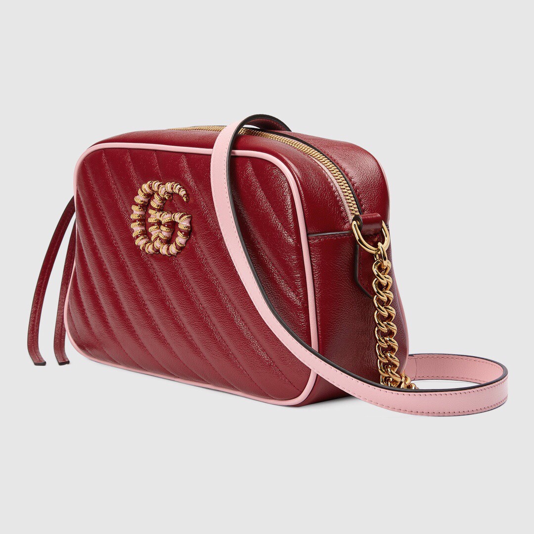 Gucci GG Marmont Small Matelasse Shoulder Bag 447632 Dark Red